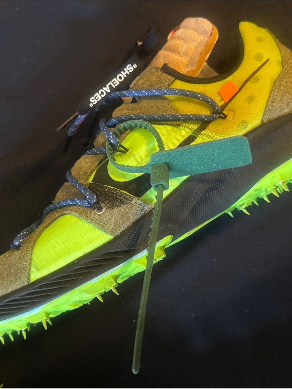 Nike Men’s Neon Green and Olive Suede Mesh Sneakers - Picture 2 of 6